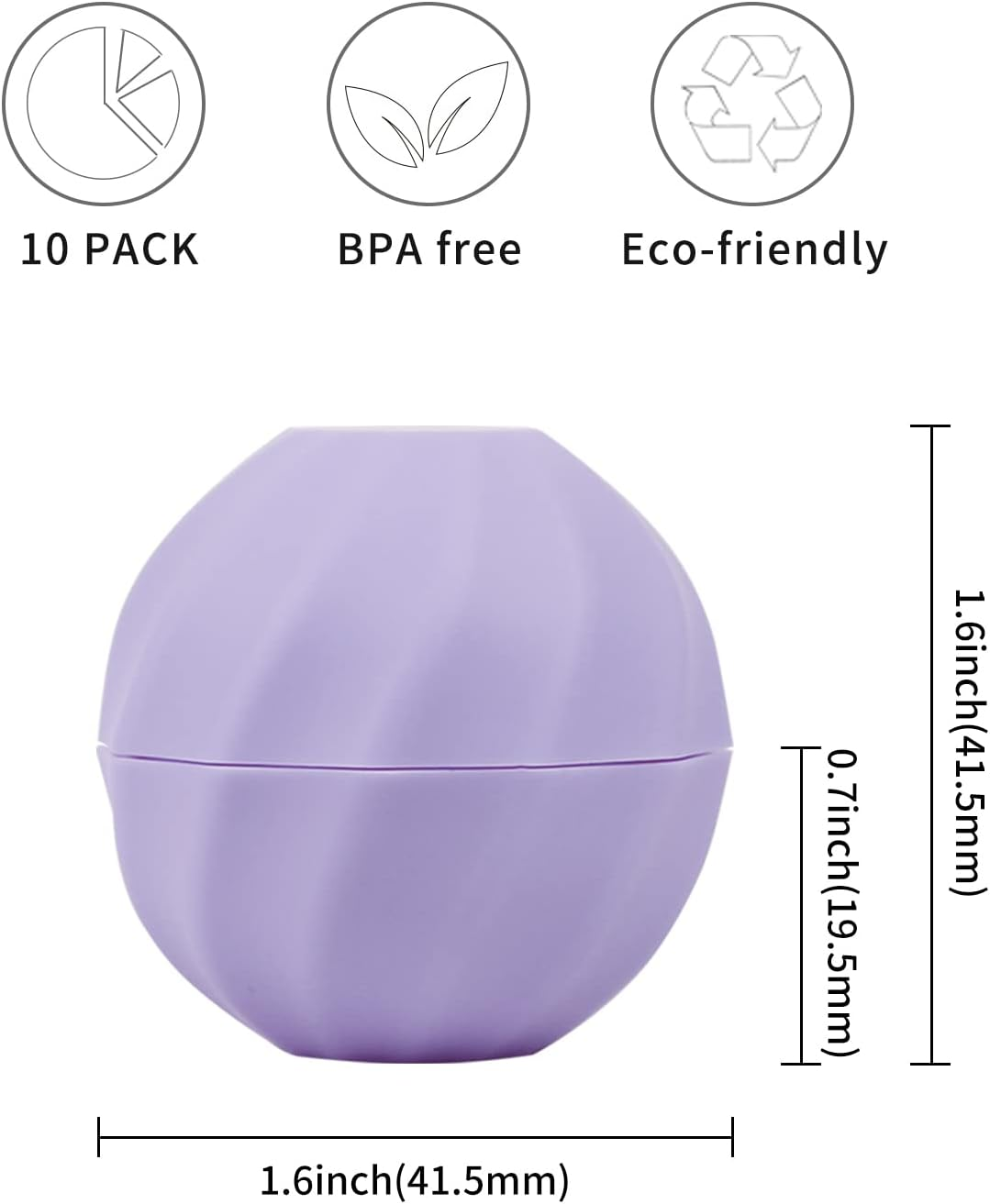 LONGWAY 0.24Oz (7Ml) Empty Lip Balm Sphere Containers | Screw Cap Lipstick Tubes/Chapstick Tubes/Chapstick Holder for Lip Gloss & BPA FREE (Pack of 10） (Light Purple) - Light Purple image number 3