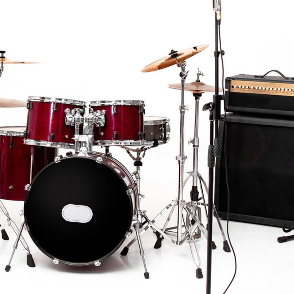 FUNFANG 2 Pack Double Pedal Drumhead Patches Wear-Resistant Stickers Self-Adhesive Drumhead Patch Protectors Drum Protective Pad for Bass Drum and Percussion Accessories White 18X10Cm image number 6