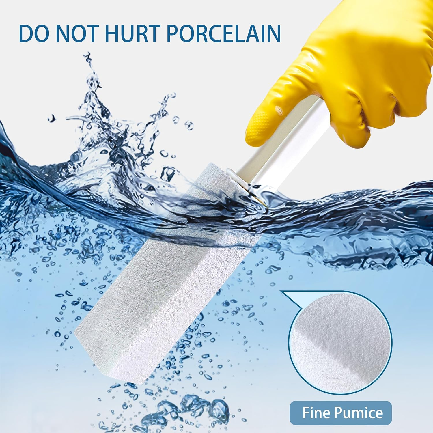 （2Pack） UNOD White Cleaning Pumice Stone with Handle，Toilet Bowl Cleaner，Removing Hard Water Stain Ring。Clean up the Stains on Tiles, Bathrooms & Pools. (4, W) image number 6