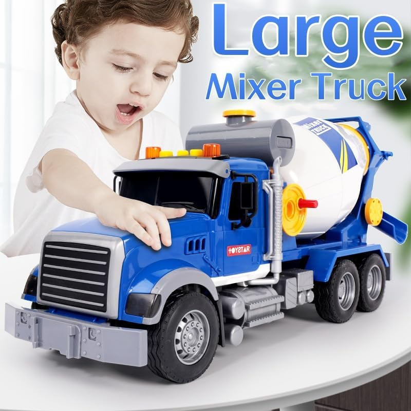 Cement Mixer Toy Truck for Boys,Large Construction Toys with Lights & Sounds,Mixer Car Toy Truck for Age 4-7
