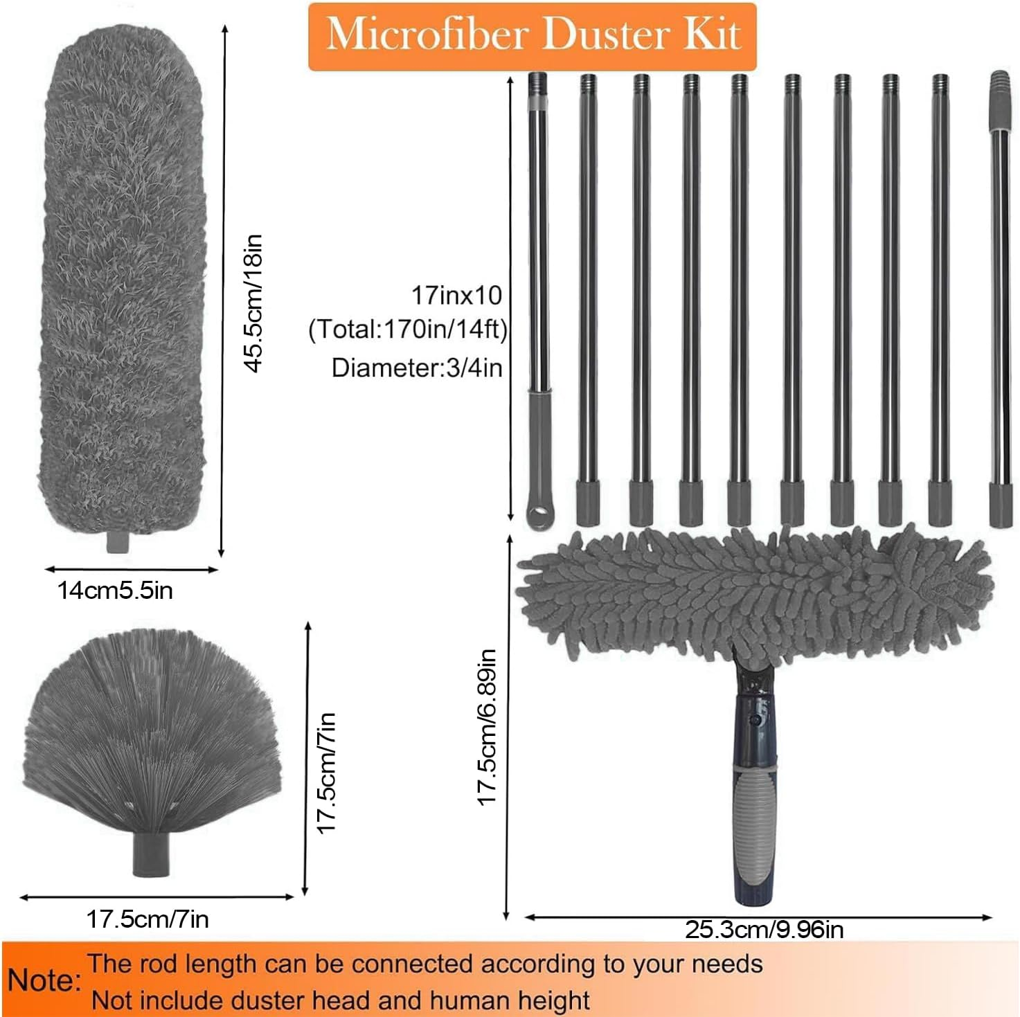 Extendable Duster Kit Telescopic Ceiling Duster with Multi-Function Attachments Ergonomic Adjustable Pole for Easy Dusting up to 6M Home Cleaning Tool for Hard-To-Reach Ceilings & image number 3