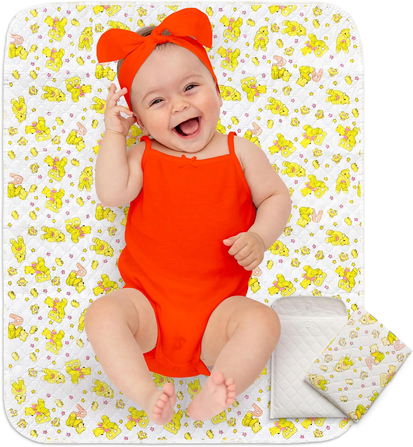 Baby Changing Mat - 31,5 X 25,5 Inch Waterproof Portable Travel Changing Pad - Wipeable Liners with Reinforced Double Seams - Change Diaper on the Go - Foldable Large Baby Nappy Changer Mat