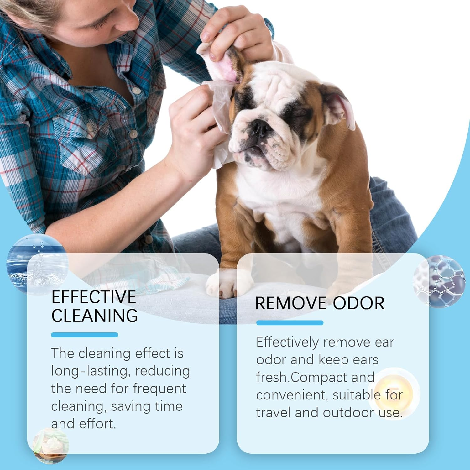 Pet Dental and Hygiene Cleaning Kit, Gentle Teeth, Ear and Eye Care Wipes with Finger Design, Long-Lasting Formula image number 3