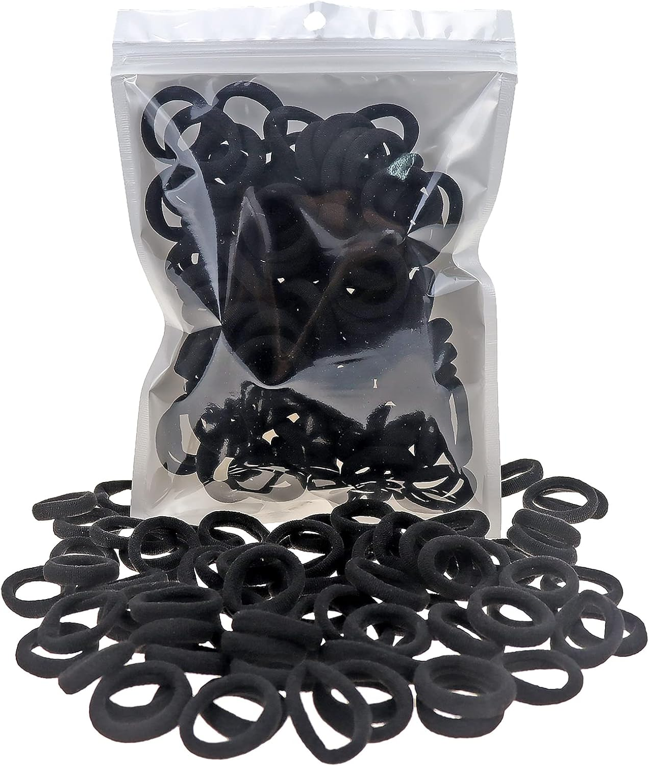 100 Pack Black Color Nylon Small Hair Ties Seamless Colorful Ponytail Holder Toddlers Baby Girls' Hair Elastics
