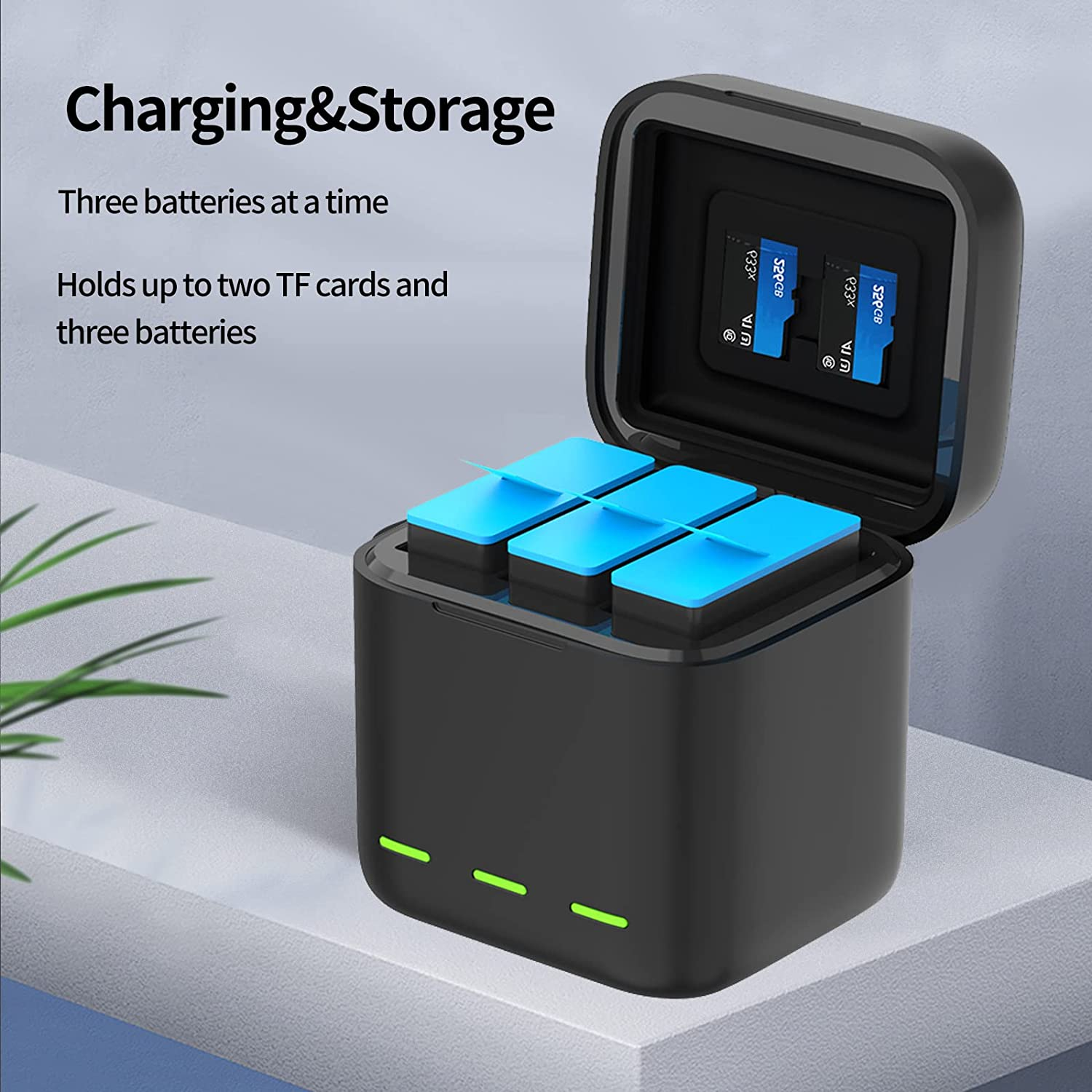 TELESIN 2-Pack Batteries for Go Pro Hero 12 11 10 9 Black and 3-Channel USB Quick Charger for Go Pro, Compatible with Go Pro Hero 11 12 Hero 10 Hero 9 Original Battery and Charger Camera Accessories