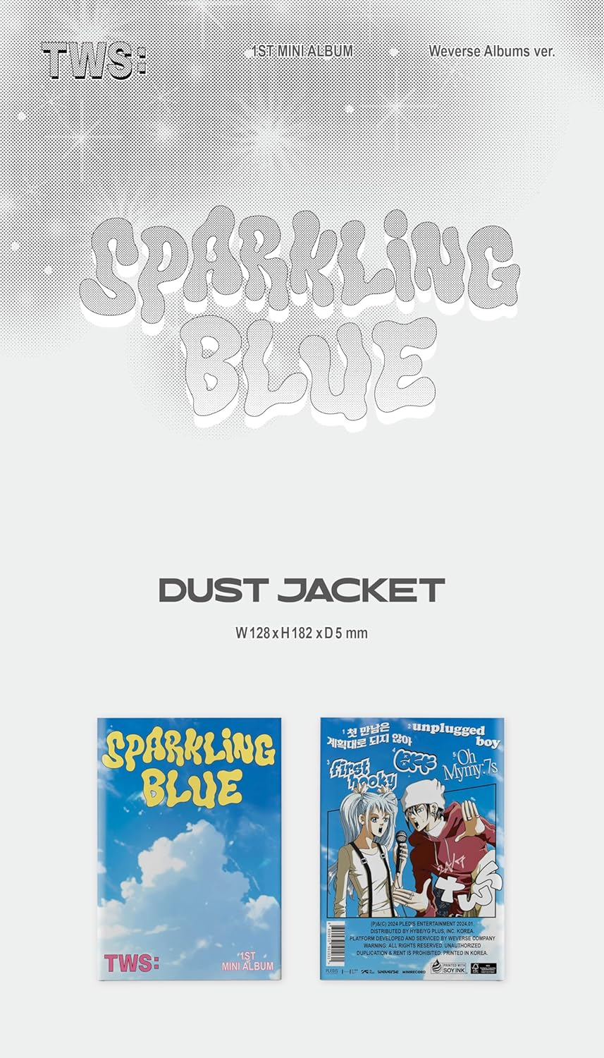 TWS Sparkling Blue 1St Mini Album Weverse Albums Version Dust Jacket+1P QR Card+48P Photobook+1Ea Sticker+1P Postcard+1P Photocard+Tracking Sealed image number 6
