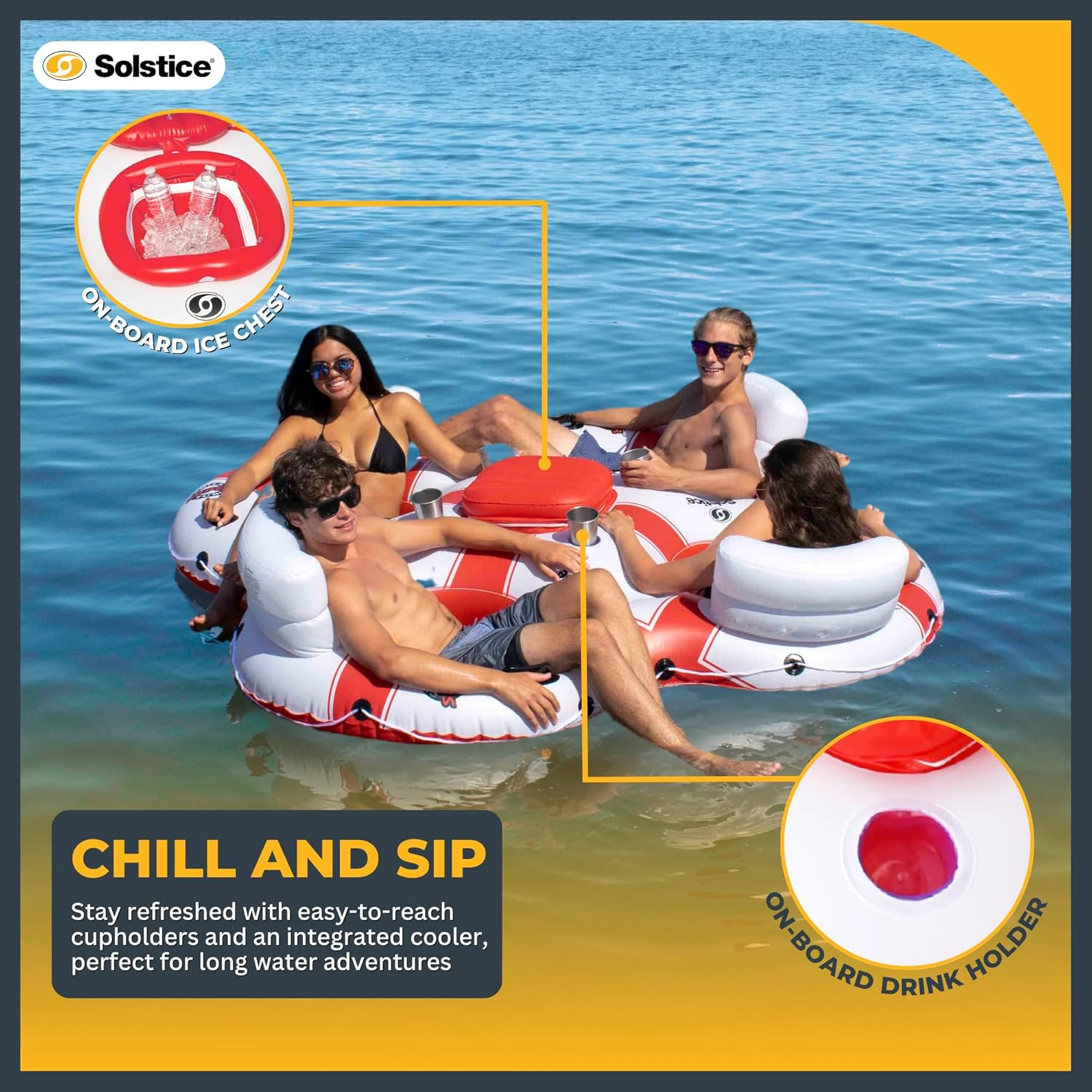 Solstice Super Chill 4 Person Island, White/Red image number 4