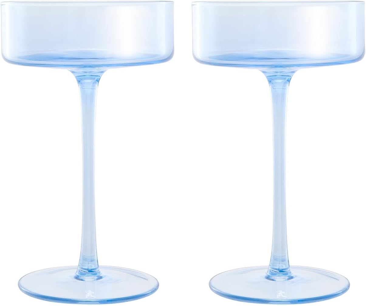 Maxwell & Williams Glamour Coupe Glass 240ML Set of 2 Blue Gift Boxed