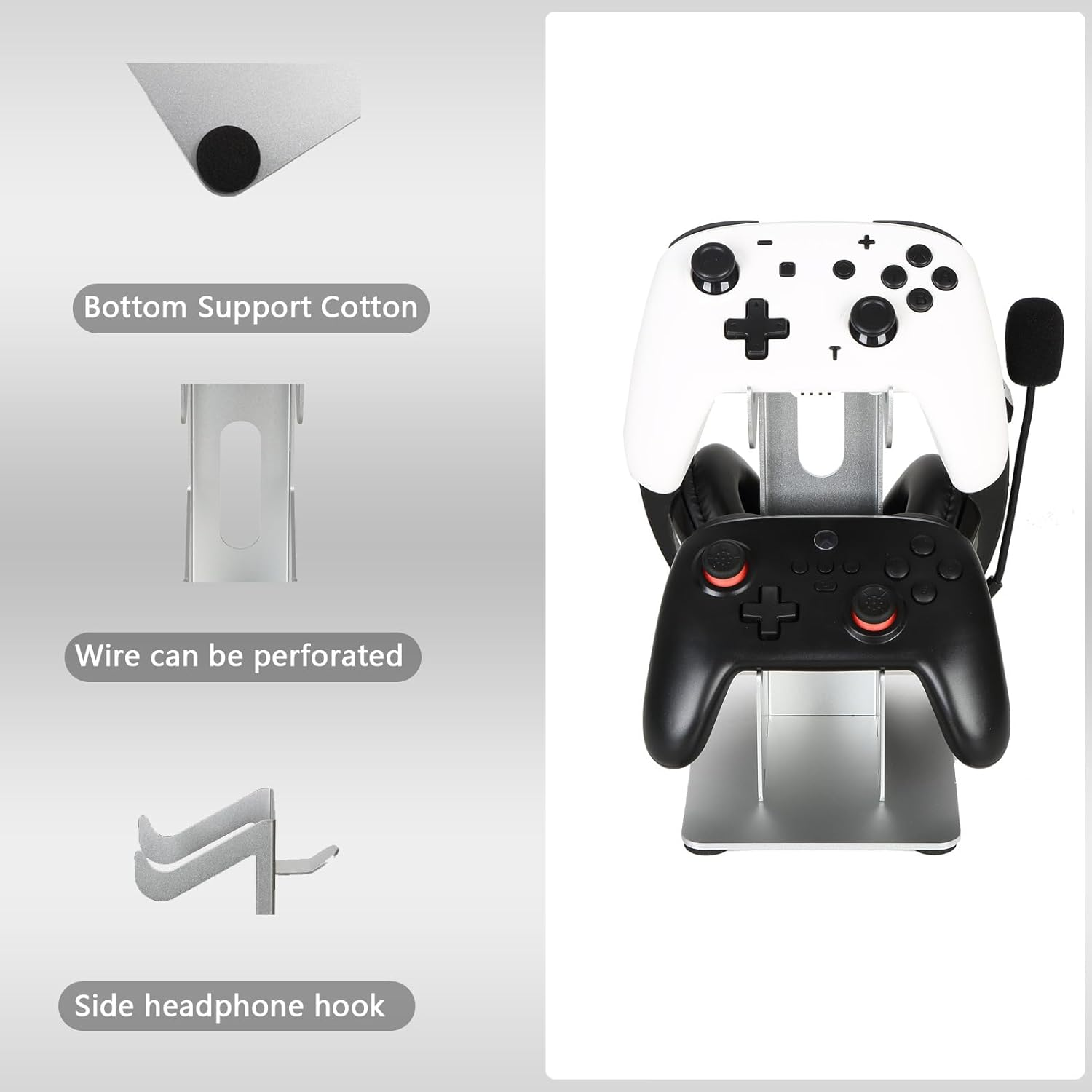 Controller Holder 3 Tier, Controller and Headset Stand for Gaming Desk, Stronger Snap-On Construction Hanger for All Universal Gaming PC Accessories image number 2