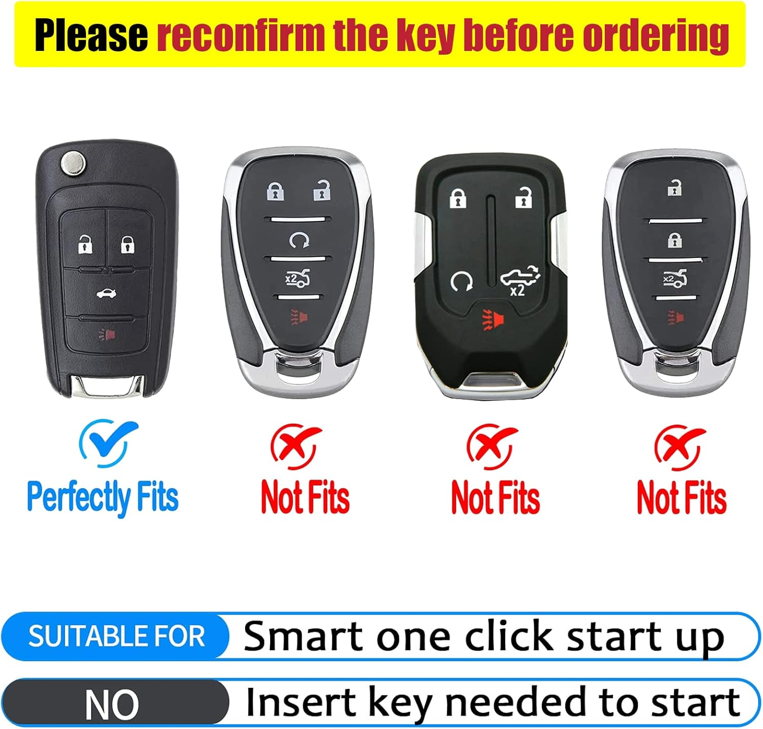 CHATYYD Key Fob Cover for Chevy, Smart Remote Car Key Case Cover Compatible with Chevrolet Cruze Equinox Camaro Malibu Sonic Volt Park Buick Encore Allure Regal(Red) image number 4