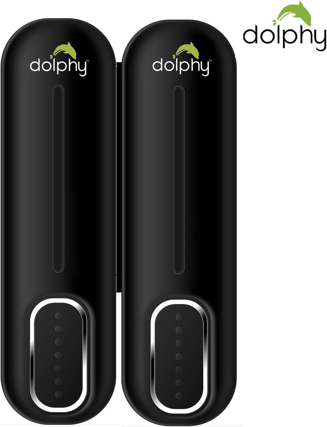 Dolphy 2-Pack Wall Mount Soap Dispenser | 300Ml Each | Black ABS Plastic | Manual | for Liquid Soap, Shampoo, Conditioner, Lotion | Easy Refill | Bathrooms & Kitchens