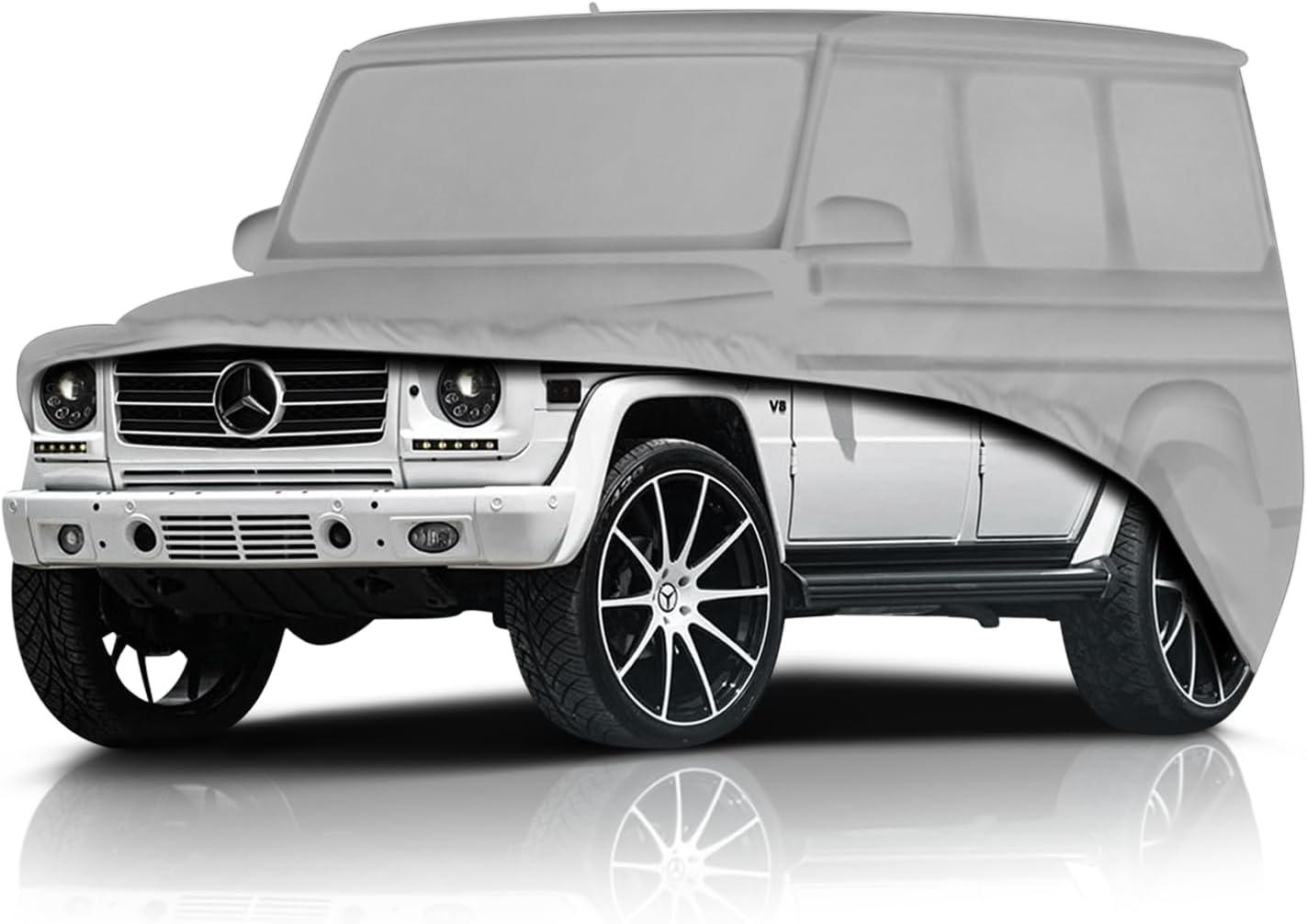 55Tech Full Indoor Car Cover Custom Made for Mercedes W463 W464 G Class Wagon G550 G63 G500 G350 AMG Dustproof Ultra Soft Elastic Fabric 1986-2024 G Truck Garage Showroom Storage Use (Indoor)