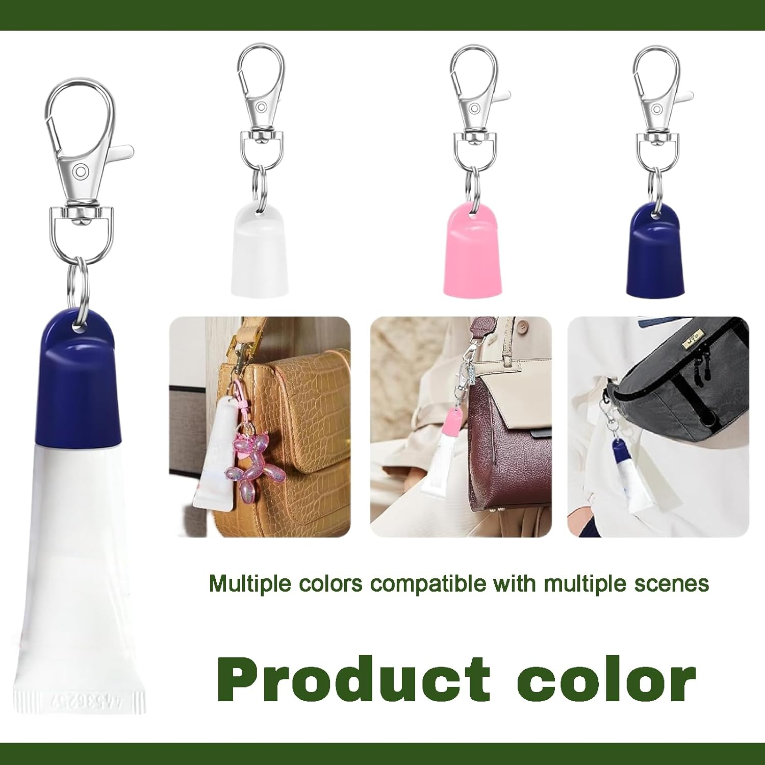 Rylaxzon4 Packkeychain Cap Compatible with Aquaphor, Keychain Cap for Lip Balm, Portable Keychain Capcompatible with Aquaphor 0.35 Oz Lip Repair Tubes, Colorful Anti‑Loss Holder with Ring