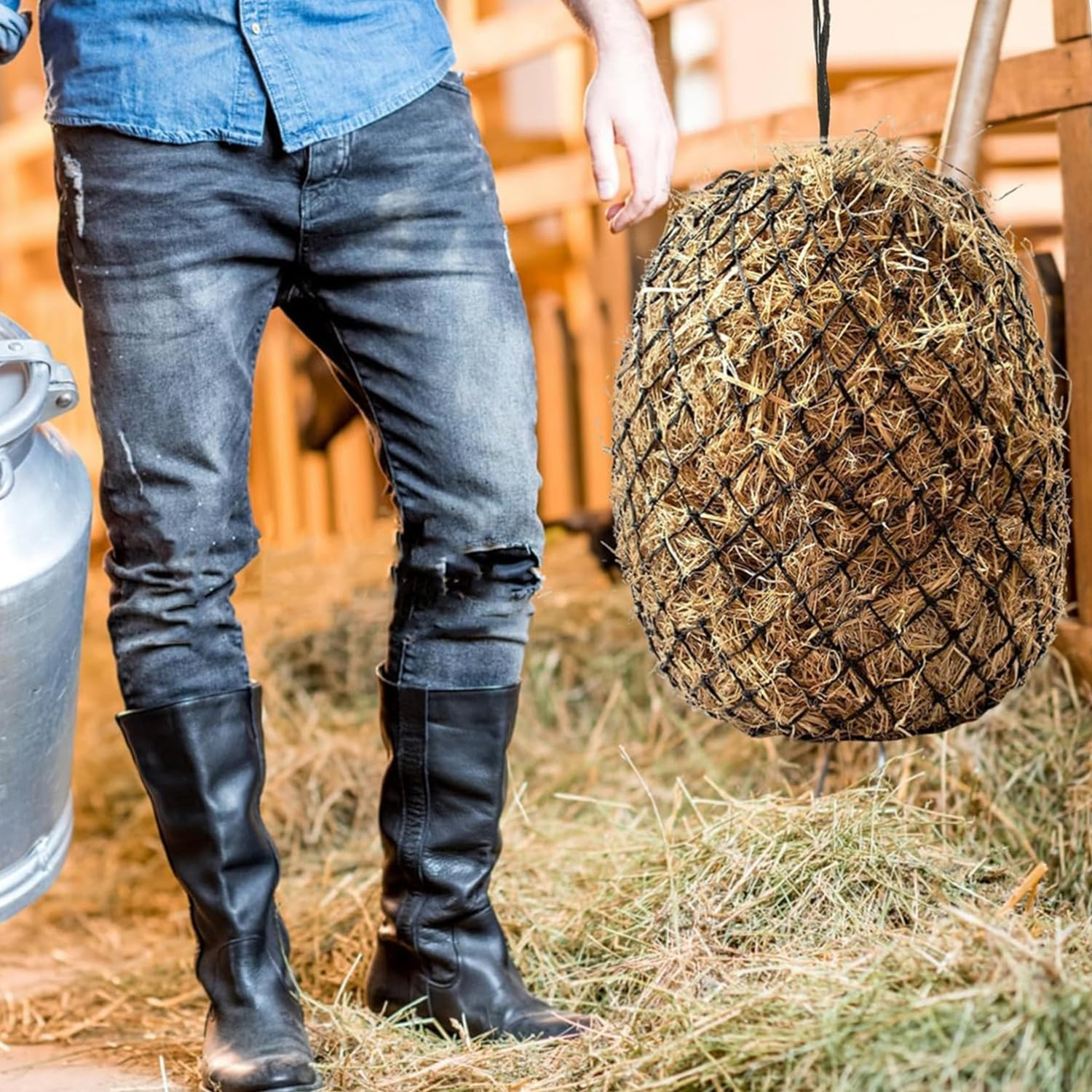 Coehaopike Hay Bags Hanging Horse Feeder Horse Straw Pouch Horse Bag Net Slow Feeding Feeder Horse Feeding Bag Woven Storage Pouch Horse Food Bag Small Bags Hanging Horse Pouch Hanging Feeder image number 2