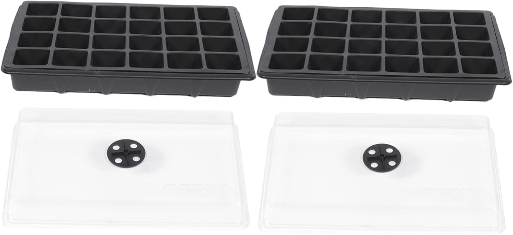 Plant Germination Box Planting Tray for Indoor Gardening 2Pcs 38X23X9Cm with Lid and Cells Waterproof Easy to Clean