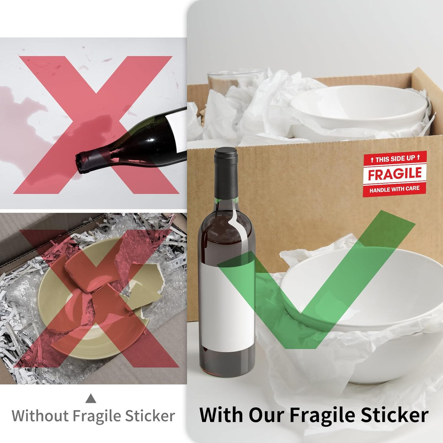 L LIKED 2"X 3" Fragile Stickers 500 Labels per Roll Strong Adhesive (Handle with Care,This Side Up) Labels for Shipping and Moving image number 5