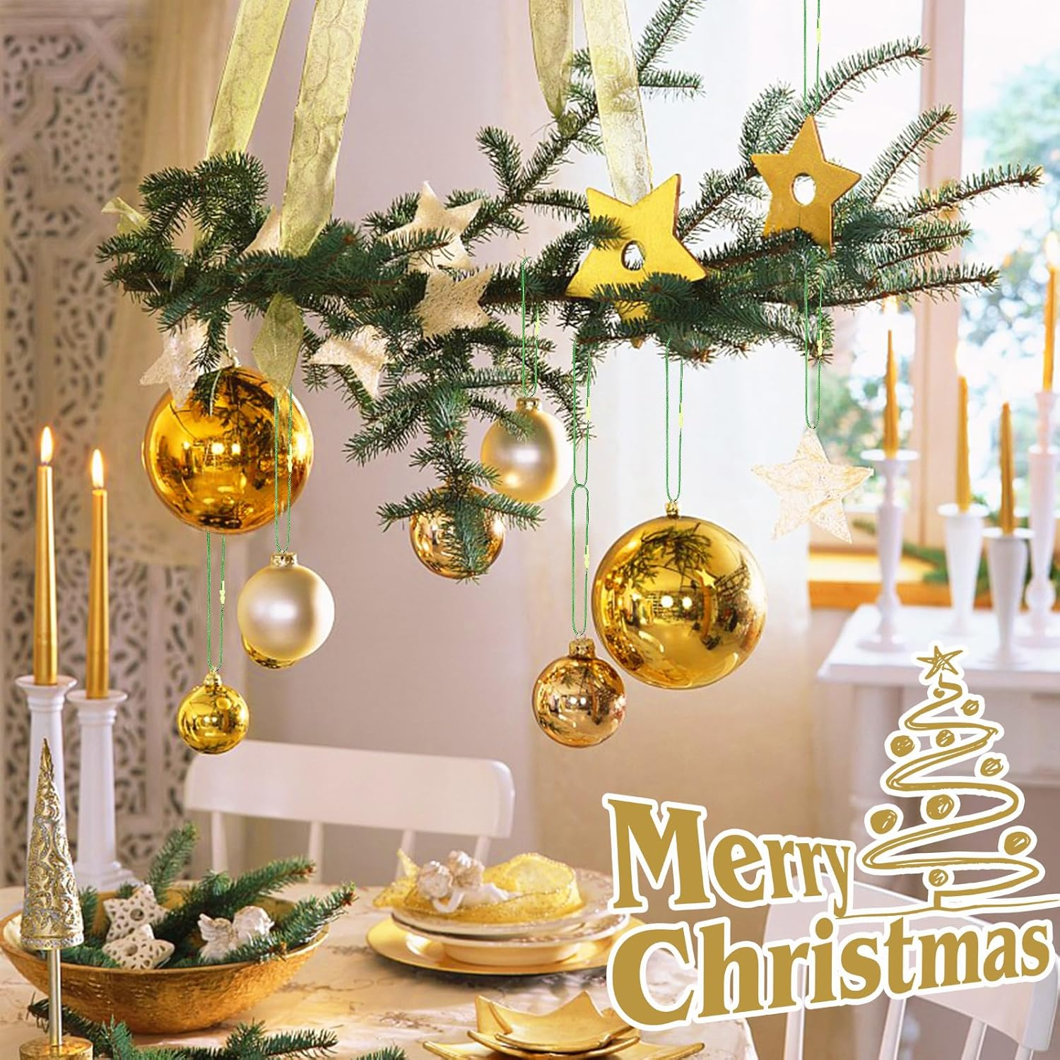 JUNEBRUSHS 600Pcs Christmas Ornament Hooks, Ornament Hangers with Snap Ornament String for Christmas Tree Holiday Party Hanging Decorations Ropes Easy and Fast Locking (Green)