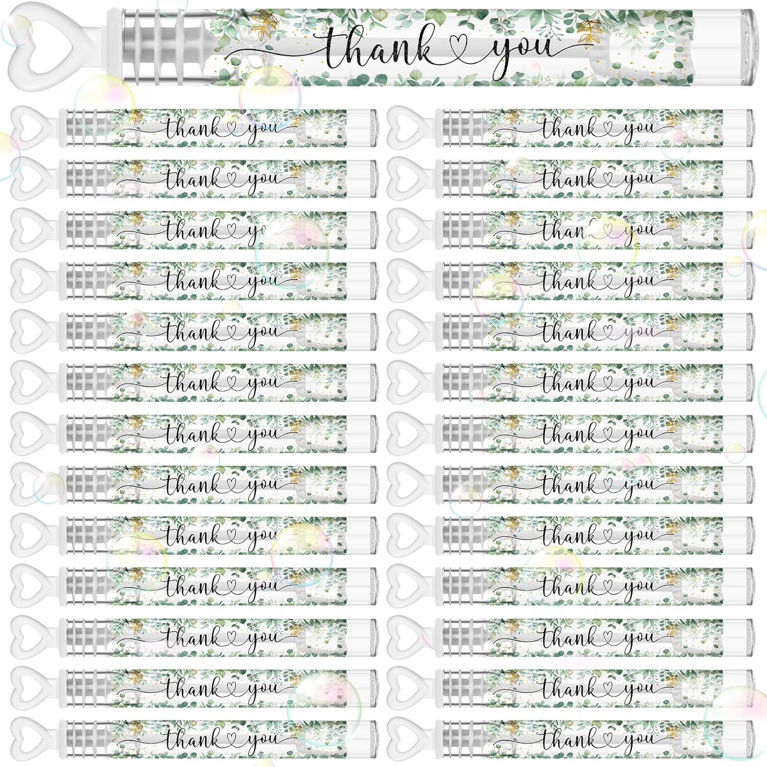 Hollowfly 120 Pcs Weddings Day Bubble Wand Bulk Goodie Bags Stuffers Mini for Weddings Birthday Party Supplies Prize, Bubble Liquid Included (Eucalyptus) image number 2