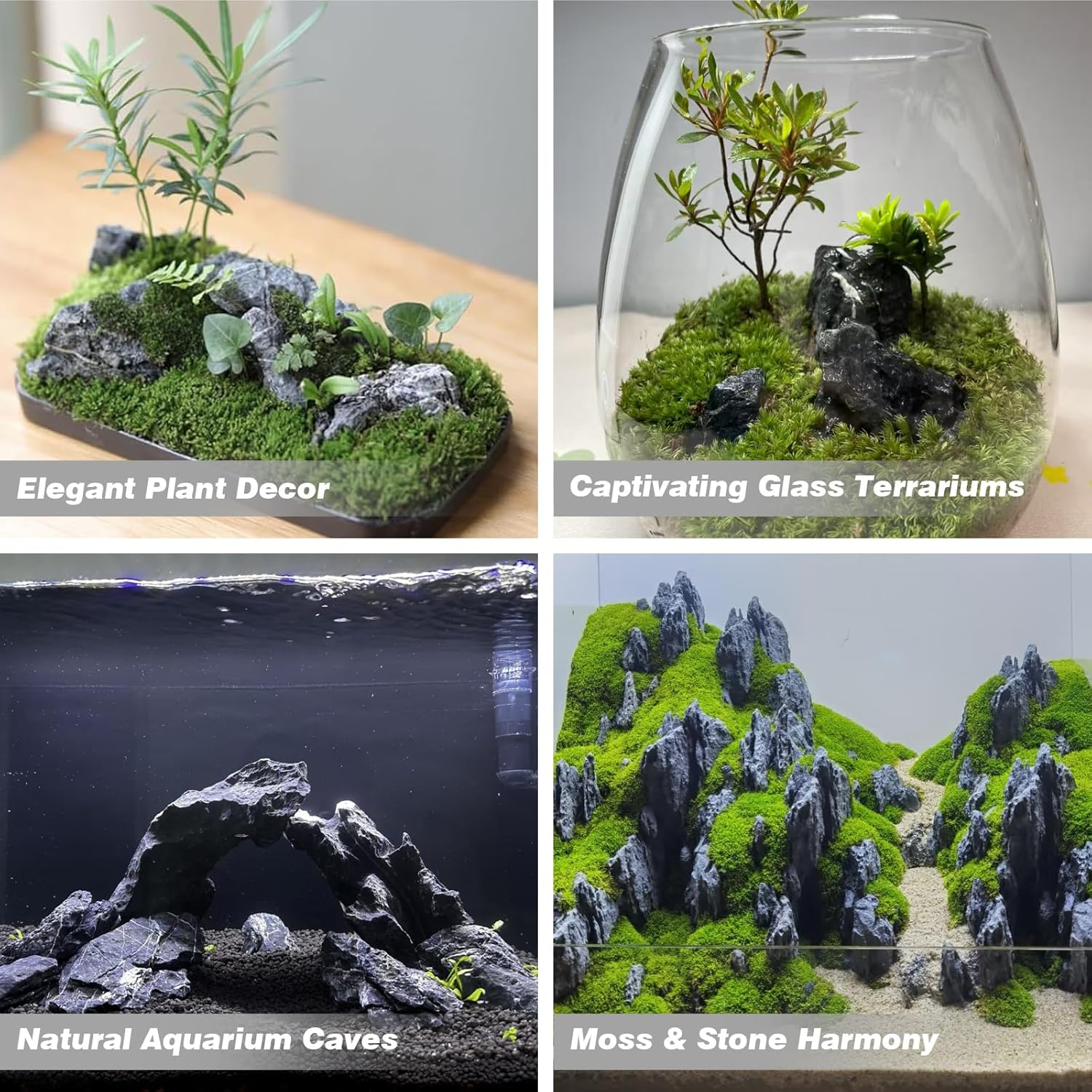 Unocho Seiryu Rock Stone 11LB Natural Slate Stone Rocks 3 to 8 Inches Fish Tank Decor Rocks for Aquariums Landscaping Model Tank Decoration Aquarium Miniature and Fairy Garden Fish Tanks