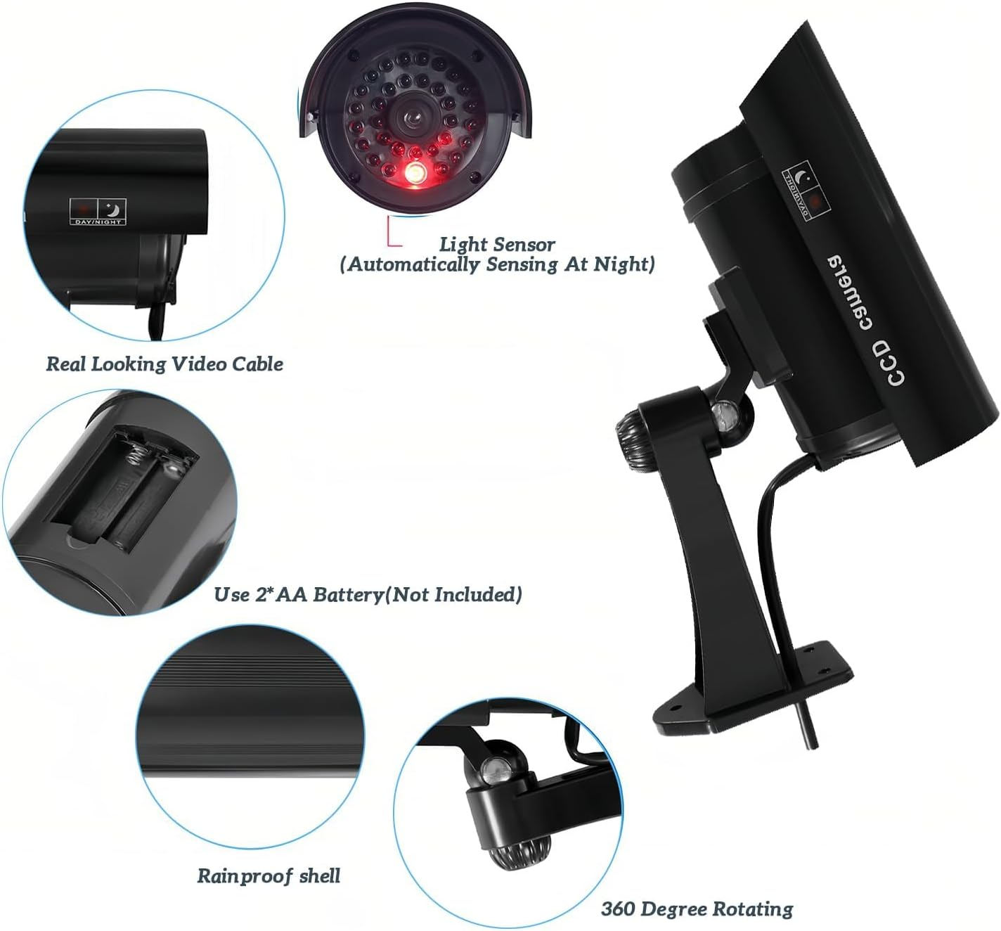 Madlife Garage 2Pcs Dummy Surveillance Camera, Fake Camera, Outdoor CCTV Camera with LED Light, Battery Operated, Dummy Outdoor Camera