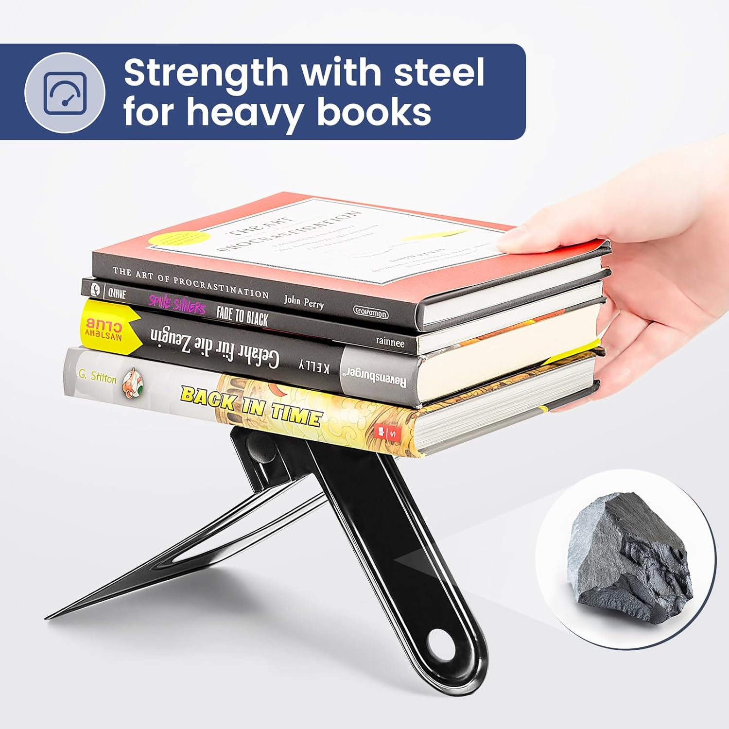 Happyhapi Book Ends Metal Bookends for Shelves,14 Pcs Book End to Hold Books Heavy Duty,Black Non-Skid Bookend,Book Holder Stopper for Shelf Office Home,6.5 X 5.7 X 4.9(7 Pairs, Large) image number 6