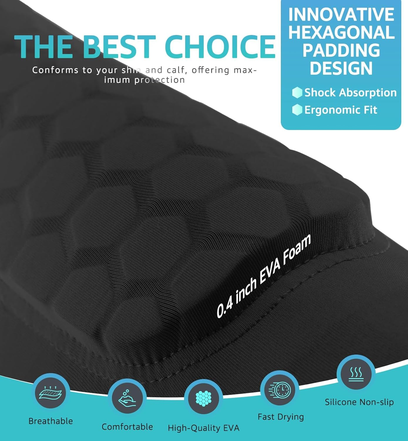 Soccer Shin Guards for Kids Youth, Shin Pads Soccer Sleeves with Impact Absorption, Breathable, & Lightweights, Calf Compression Sleeve with Honeycomb Pads image number 4