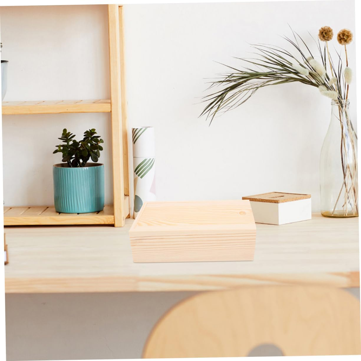 UTHCLO 2Pcs Solid Pine Wood Storage Box Wooden Slide Lid Boxes for Needle DIY Project Storage image number 4