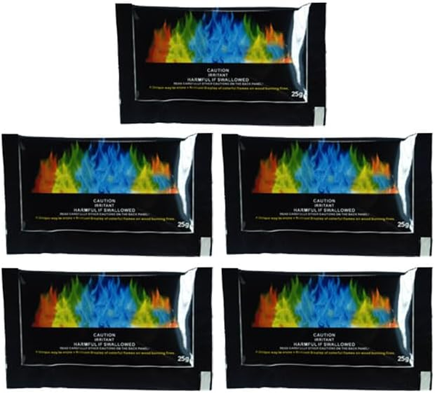 5Pcs 130G Color Changing Powder for Campfires, Bonfires, Colorful Packets with Vibrant Rainbow Colors for Indoor & Outdoor Fireplaces image number 4