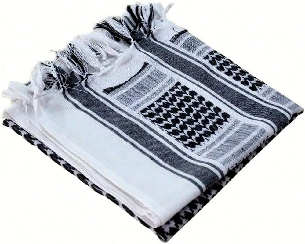 LORJE 100% Cotton Scarf Arab Tactical Desert Thickened Scarf Wrap for Women and Men - Brown image number 6