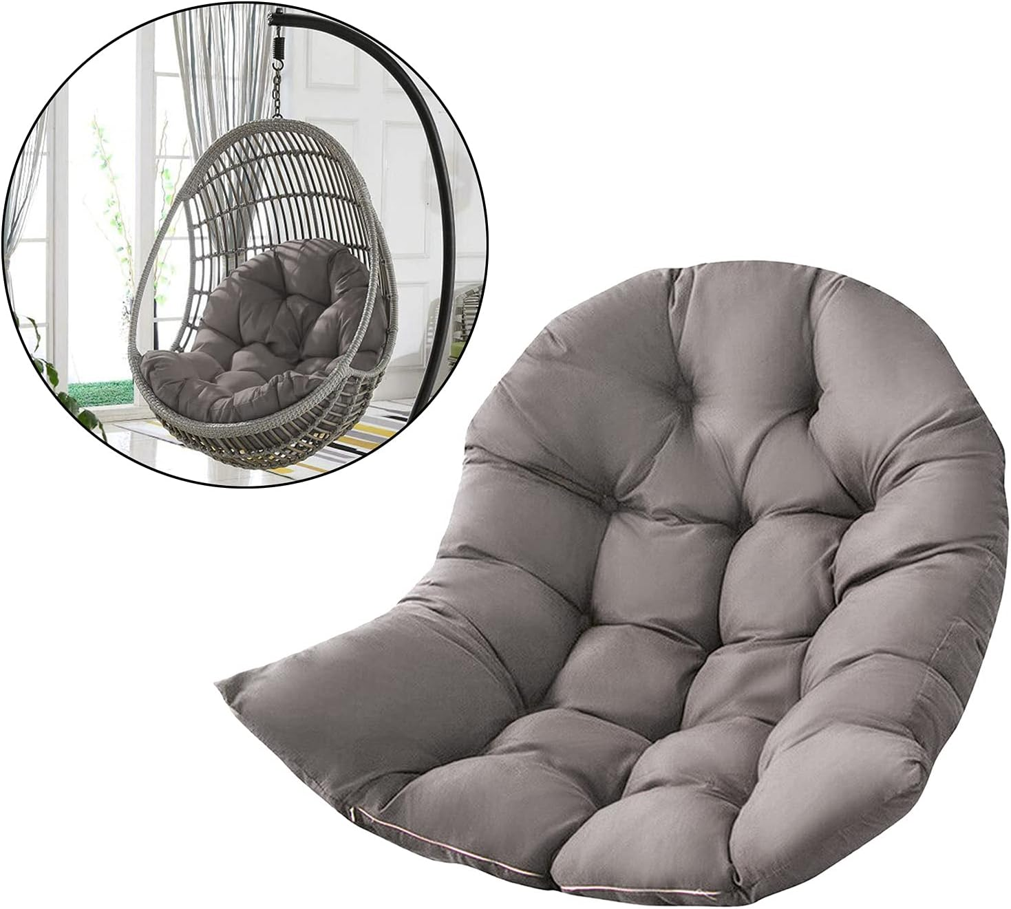 Leoleoyy Egg Chair Outdoor Hammock Seat Cushion, Swing Hanging Chair Cushion for Indoor Outdoor Lounge Camping Yard Patio Garden Chair - Dark Grey (Dark Grey)