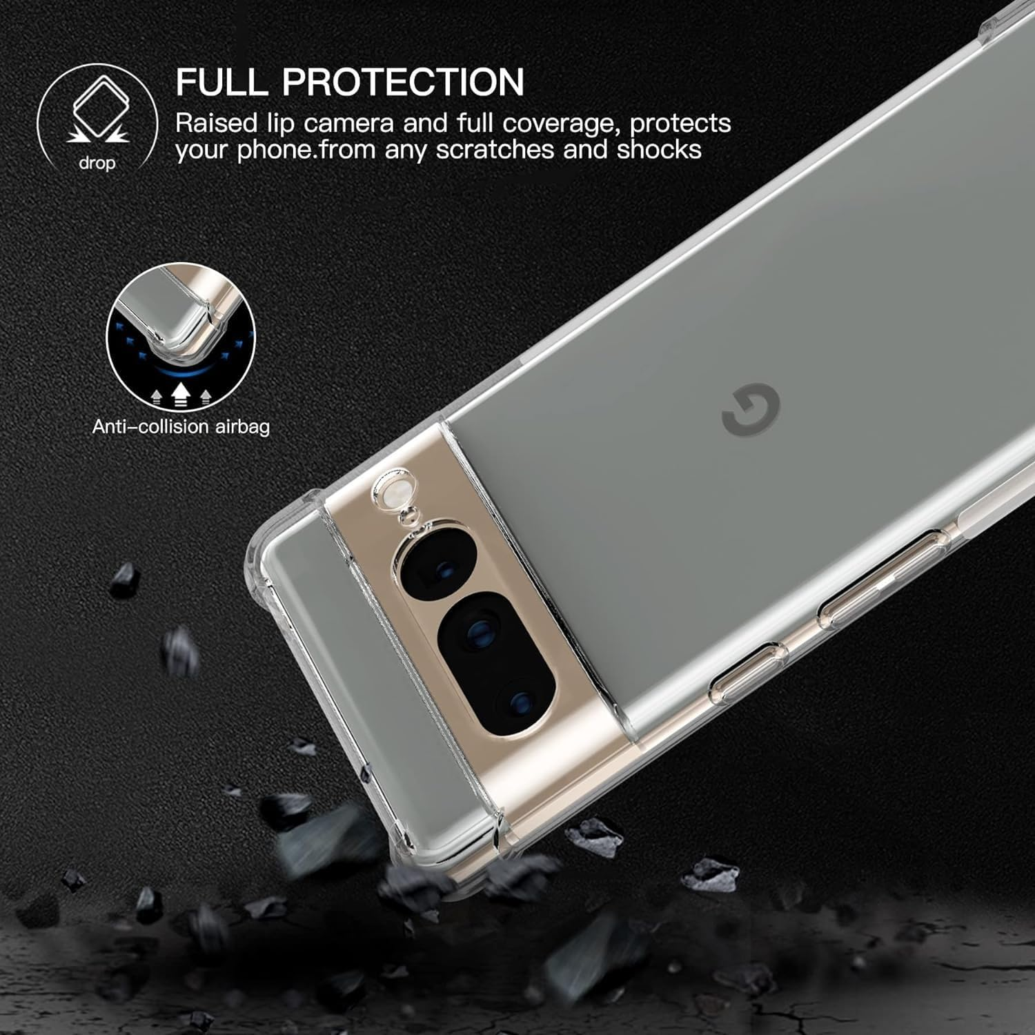 USTIYA Case for Google Pixel 7 Pro Clear TPU Four Corners Protective Cover Transparent Soft image number 3