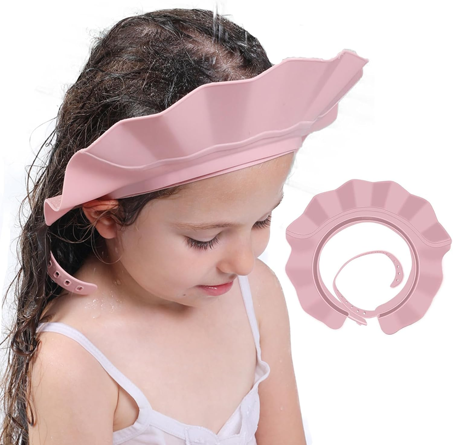 Silicone Baby Shower Cap - Adjustable Bath Visor for Hair Washing Protection,Safe Shield for Eyes/Ears,Toddler to Kids (6M-12Y, Pink) image number 6