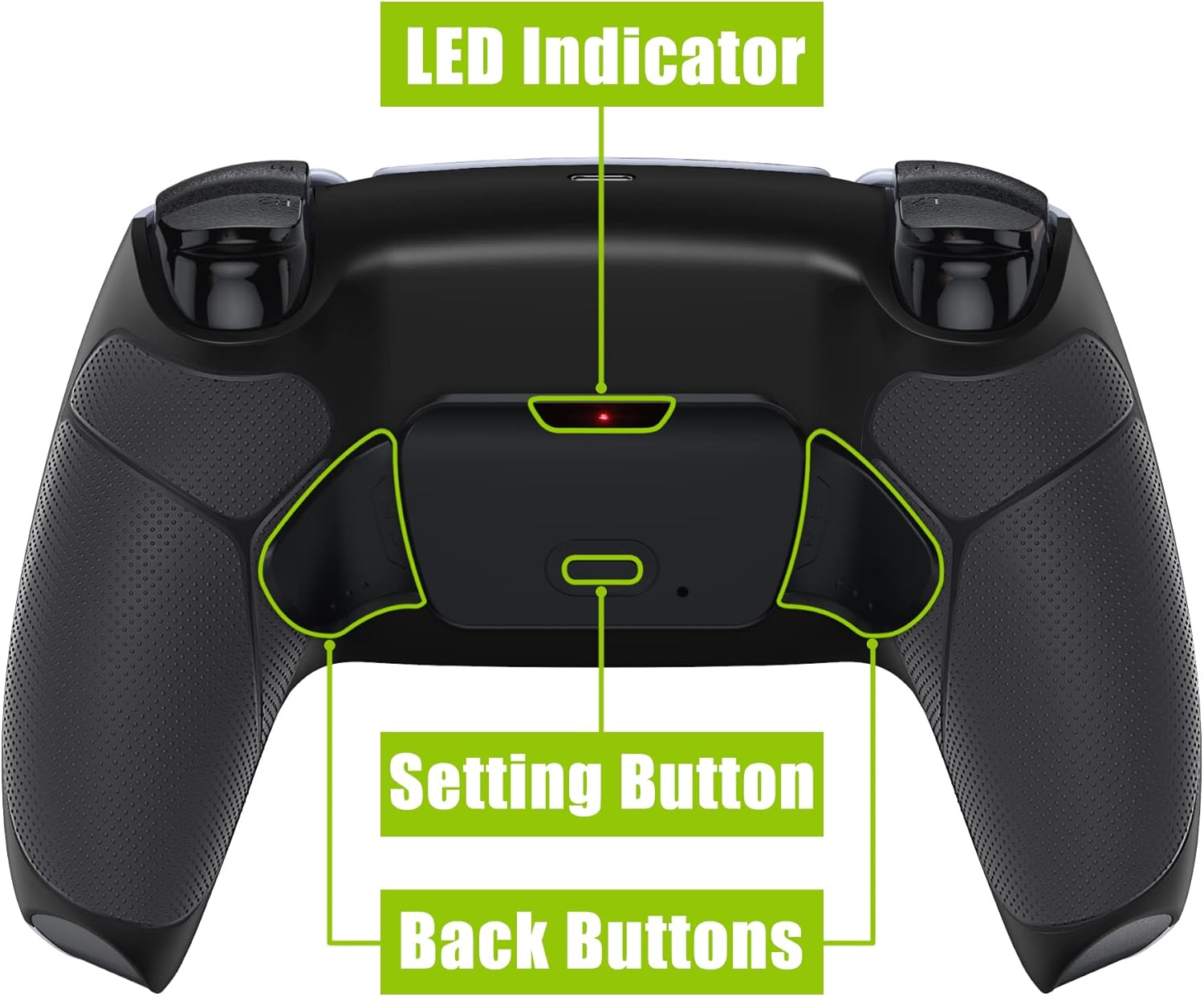 Extremerate Black Rubberized Grip Programable Rise V3 Remap Kit for PS5 Controller BDM-030 040 050, Upgrade Board Redesigned Bottom Shell Back Buttons Attachment for PS5 Controller - NO Controller - Black image number 1