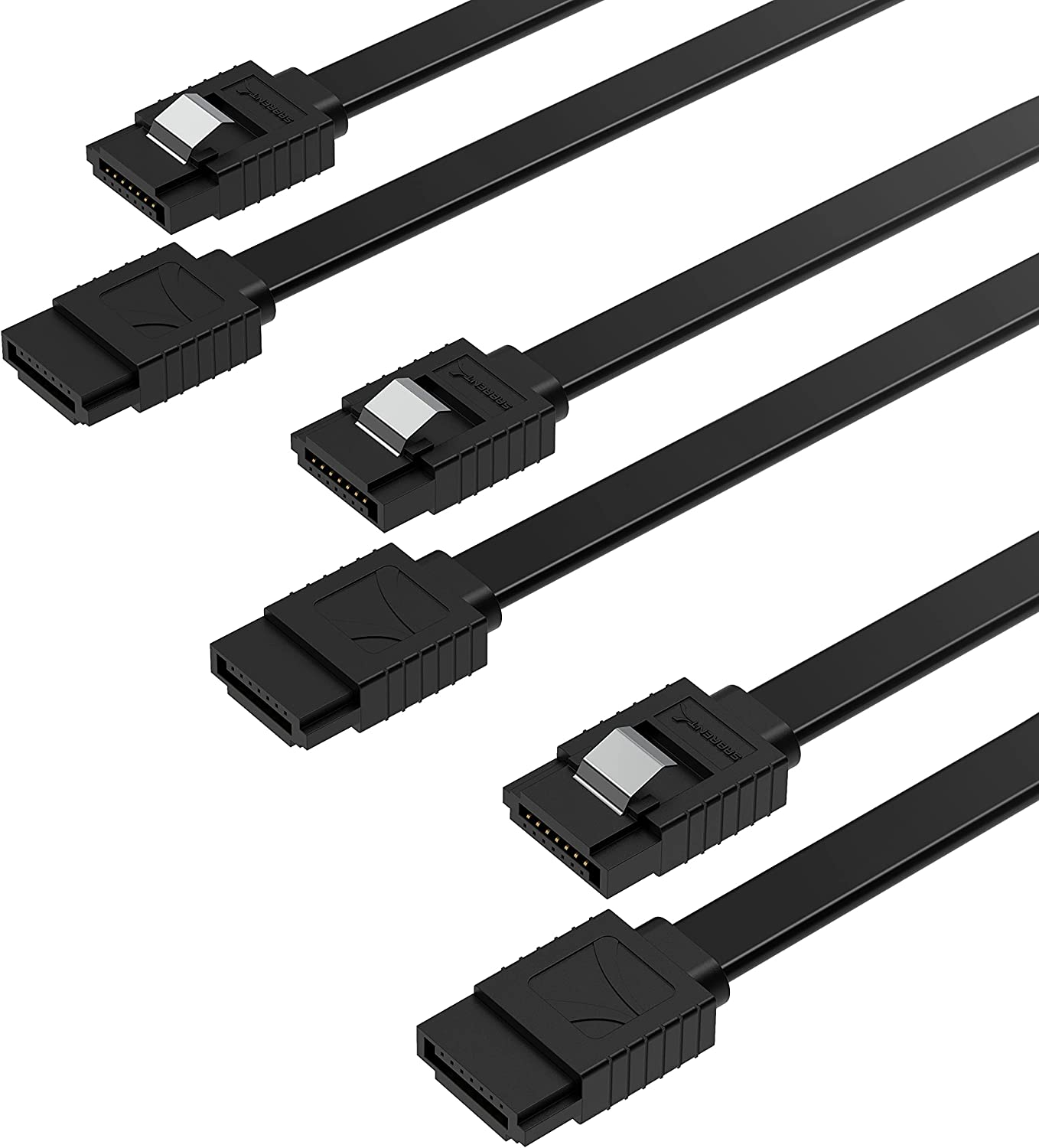 SABRENT SATA III (6 Gbit/S) Straight Data Cable with Locking Latch for HDD/SSD/CD and DVD Drives (3 Pack - 20-Inch) in Black (CB-SFK3) image number 3