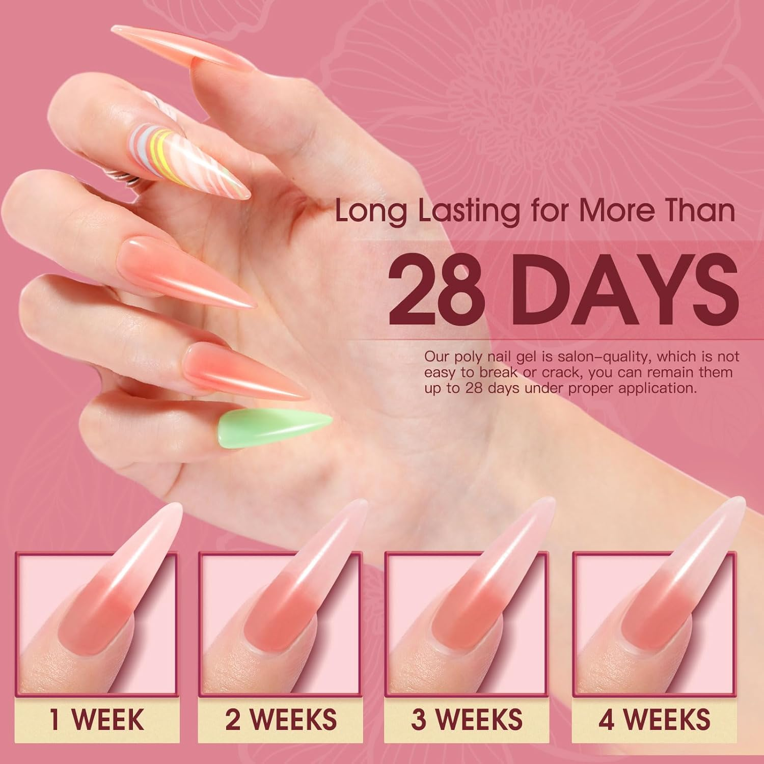 ROSALIND Nude Pink Christmas Poly Nail Gel, 2 Oz Extension Rose Pink Neutral Builder Pink Gel Quick Building, Gel Acrylic Poly in Tubes for Nail Extension