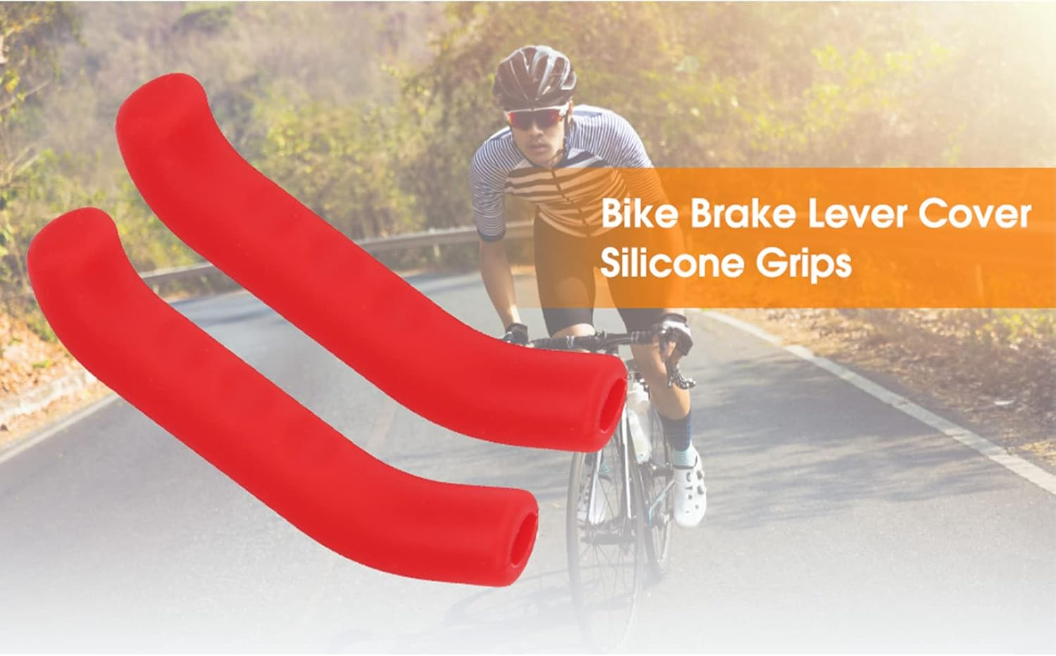 Bikes Brake Lever Cover Silicone Grips, anti Slip Waterproofed Protector for Cycling Accessory - Red image number 3