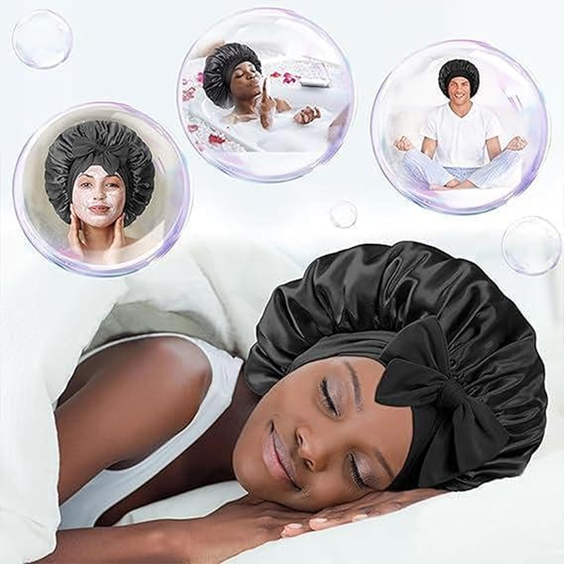 Yxvyxymyxxg Silk Sleep Bonnet for Adjustable Women Single Layer Satin Hair Cap for Curly Hair Protection Reduce Frizz and Prevent Breakage image number 4