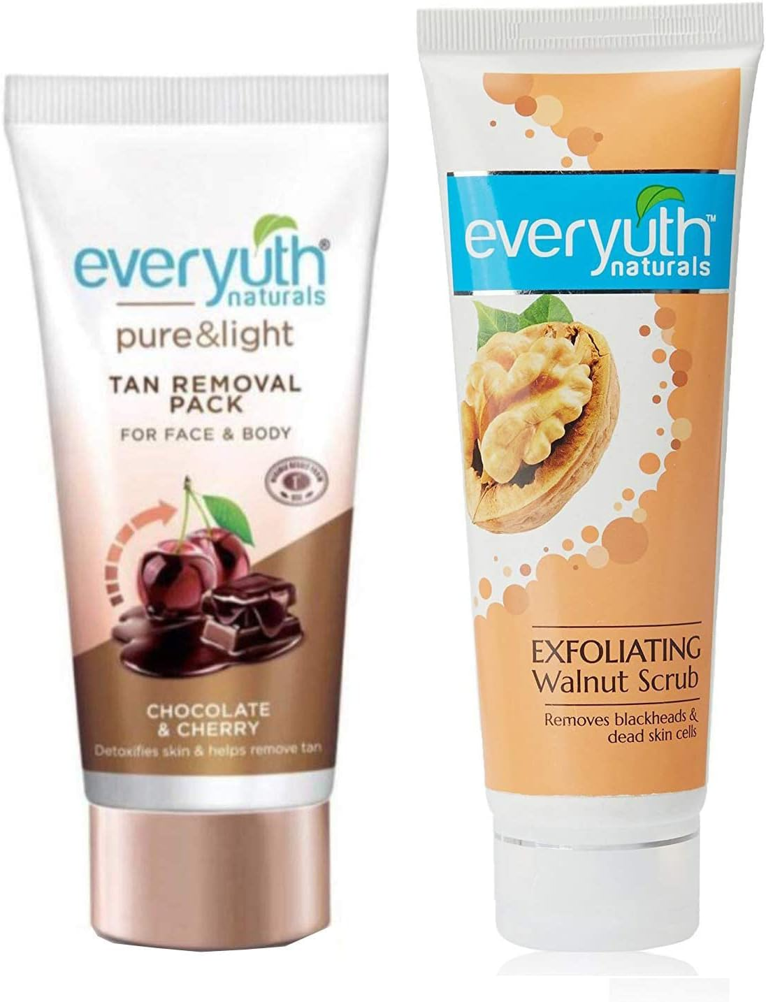 Everyuth Exfoliating Walnut Scrub, 100Gm and Chocolate & Cherry Face Pack, 50G, Combo Pack