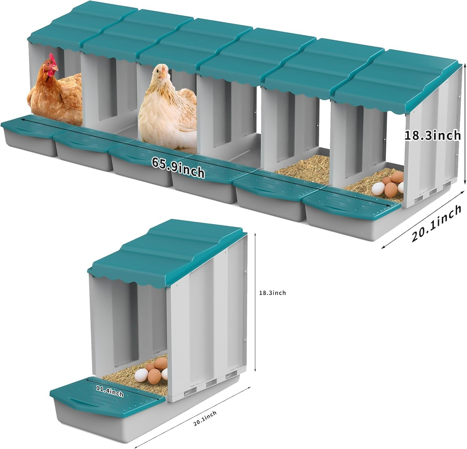 6 Pack Chicken Nesting Box, Chicken Coop, Chicken Laying Boxes with Egg Collection & Perch for Easy Picking Protecting Eggs, Nesting Boxes for Laying Eggs with 6 Compartments image number 5