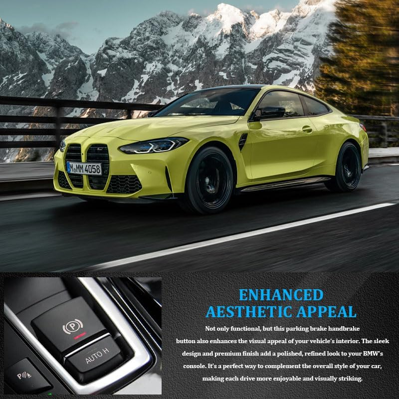 Car Handbrake Switch Button, Electronic Parking Brake Parking Key P Gear Button Cover for BMW X5 X6 E70 E71 E72 2014,5/7 Series F02 2009-2014