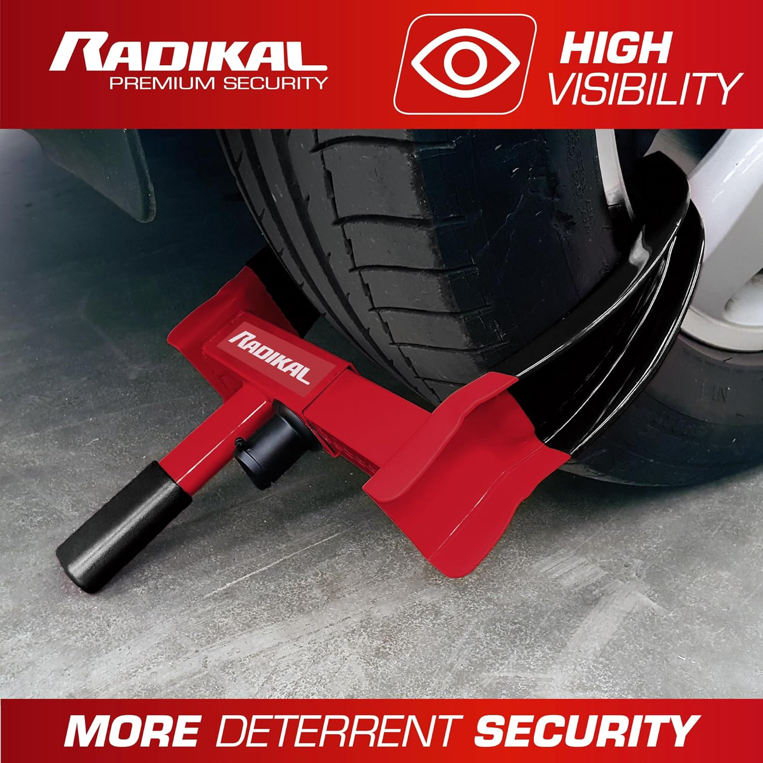 RADIKAL RK1001 Heavy Duty Wheel Clamp Lock, Adjustable 7,4-11,4In, High Security Lock, Anti-Scratch, Universal Wheel Car Boot anti Theft Lock Device for Vehicle Truck, Van, Golf Cart, Motorhome Camper image number 4