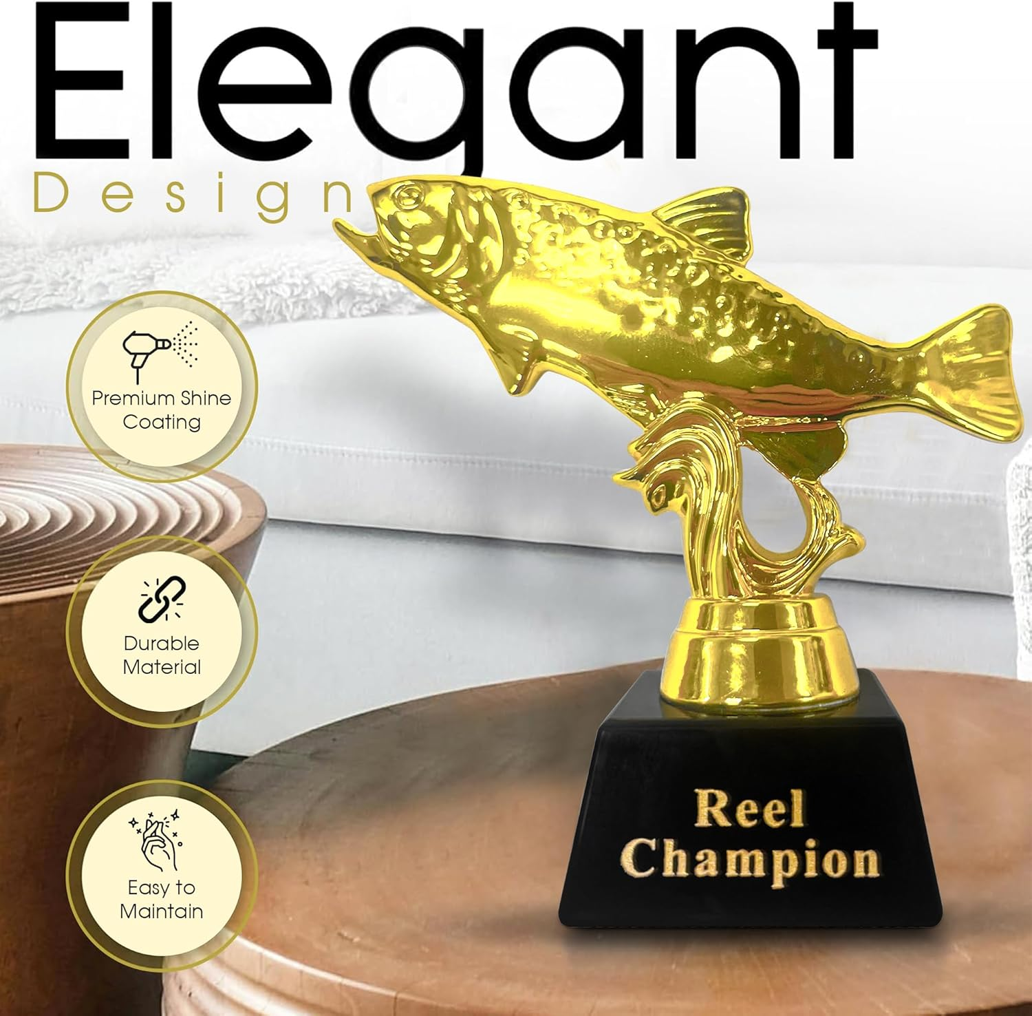 Vaulted Skulls & Co Goat Trophy | Greatest of All Time Trophy (G.O.A.T) | G.O.A.T Trophy | Sports Team Trophies | Funny Office Trophy | Gold/Black | 3" image number 2