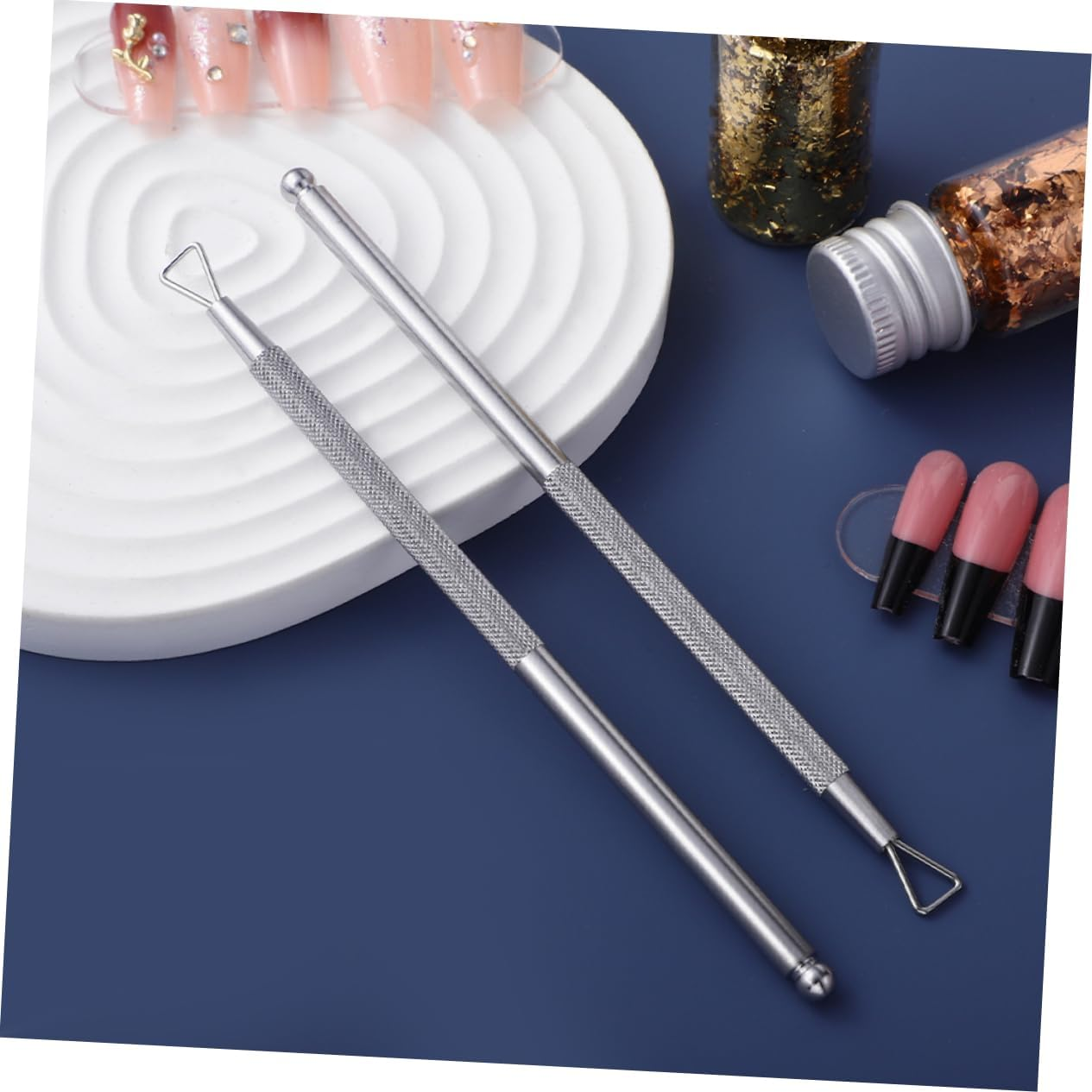 NOLITOY 6Pcs Stainless Steel Cuticle Pusher Gel Polish Remover Tool for Polish Removal Cuticle Care - Silver image number 5