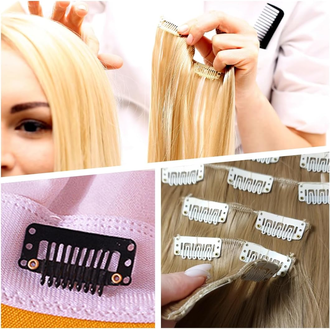 OUDQFCJ Pack of 20 Hair Extensions Clips Black Hair Clips Hair Extensions Clips for Extensions Braided 6 Teeth U Shape Metal Silicone Wig Hair Extension Clip for Women Wigs image number 4
