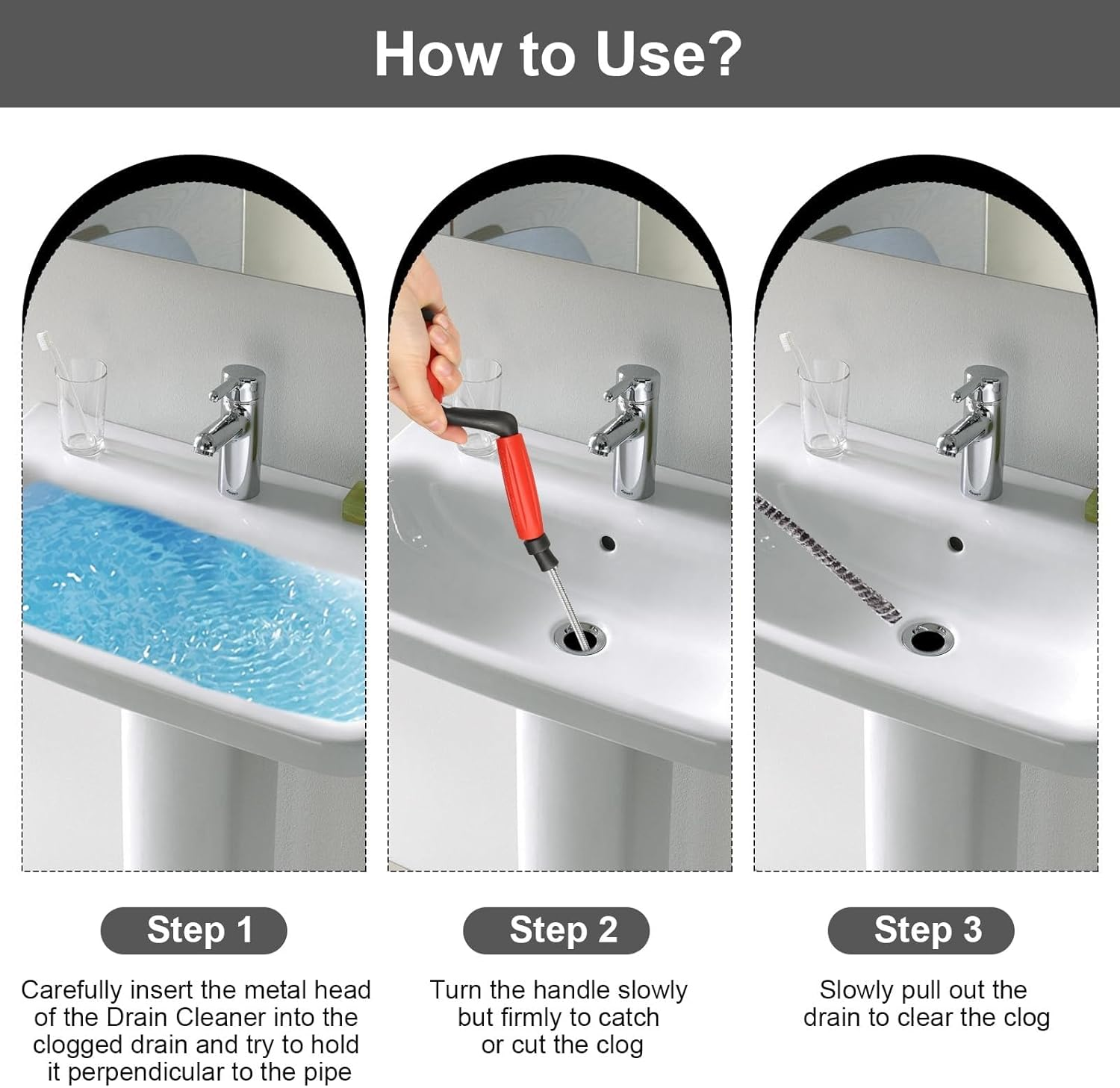 Oneroomone Pipe Cleaning Spiral Drain Cleaner 5 M X 6 Mm Spiral Drain Pipe Cleaning Universal Spiral Drain Spiral Pipe Cleaner Spiral for Stubborn Blockages image number 5