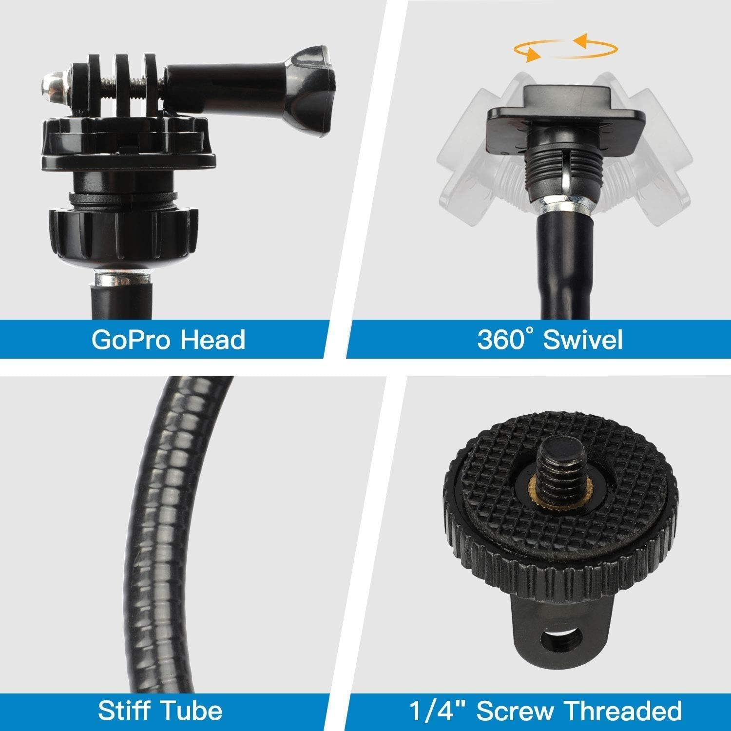 Bytebliss 25 Inch Webcam Stand - Flexible Desk Mount Clamp Gooseneck Stand Compatible with Logitech Webcam C930E,C930,C920, C922X,C922, Brio 4K, C925E,C615 image number 1