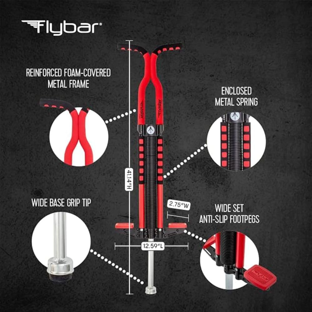 Flybar Master Pogo Stick for Kids Ages 9+, 80&ndash;160 Lbs &ndash; Easy Grip Handles &ndash; Active Exercise Toy for Tweens & Teens &ndash; Outdoor Toy with Non-Slip Foot Pegs for Boys and Girls &ndash; No Assembly Needed image number 6