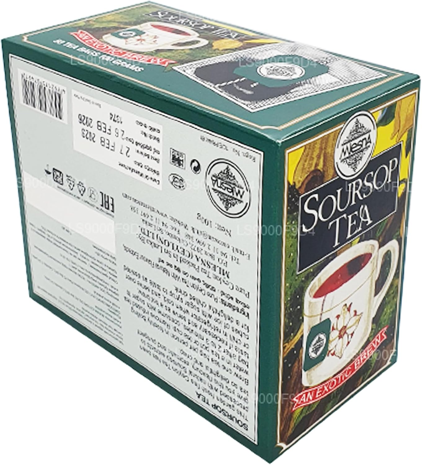 Mlesna Pure Ceylon Soursop Black Tea, 50 Tea Bags, 100G Box