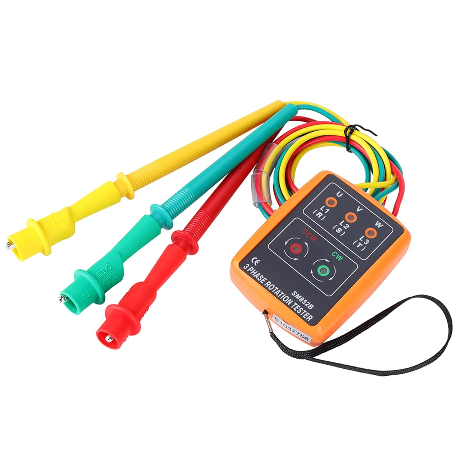 SM-852B Three-Phase Sequence Tester 60V~600V, Three-Phase Tester AC Sequence Order Rotation Indicator Tester 20Hz-400Hz