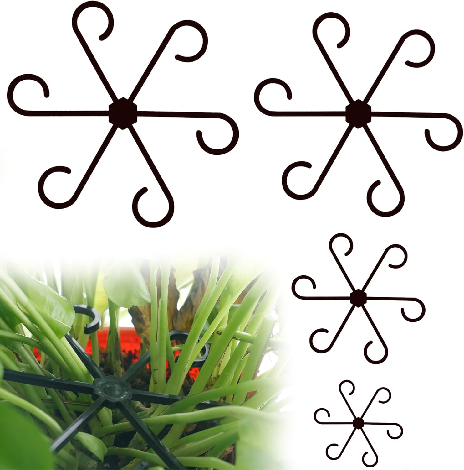4 PCS Plant Stem Support, Climbing House Plant Stem Support, Plant Supports for Indoor Plants, Reusable Houseplant Accessories（Transparent）